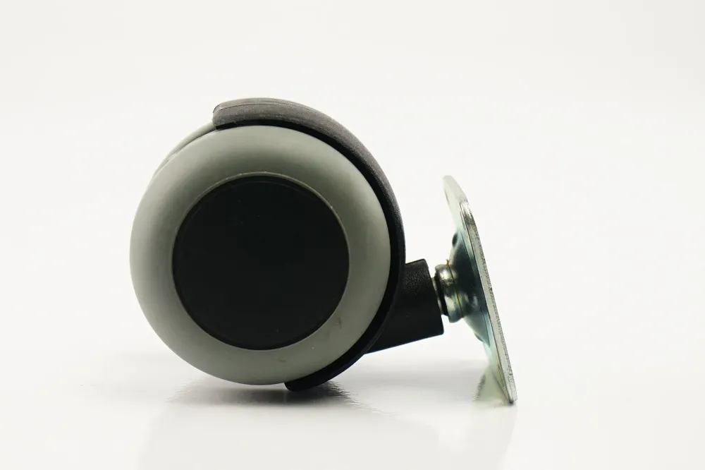 RUEDA DE POLIPROPILENO NEGRO CON BANDA GRIS CON PLACA GIRATORIA - 50 MM, 40 KG - 50 MM, 40 KG - 50 MM, 40 KG TENTE