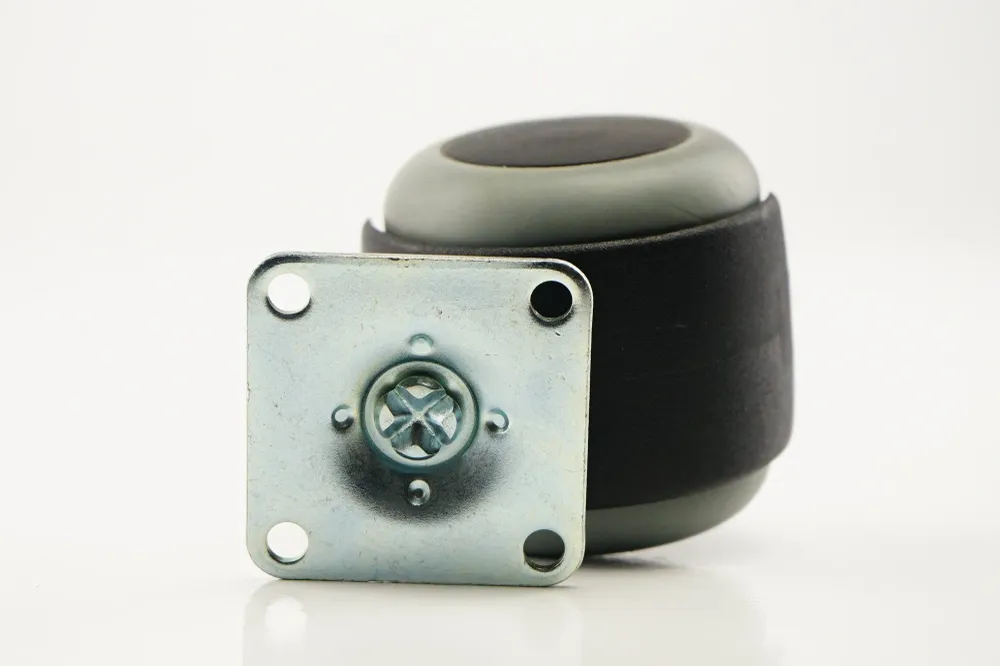 RUEDA DE POLIPROPILENO NEGRO CON BANDA GRIS CON PLACA GIRATORIA - 50 MM, 40 KG - 50 MM, 40 KG - 50 MM, 40 KG TENTE