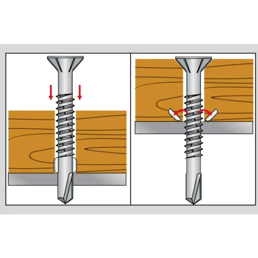 Tornillo alas autotaladrante para la unión de madera con metal (100 unidades)