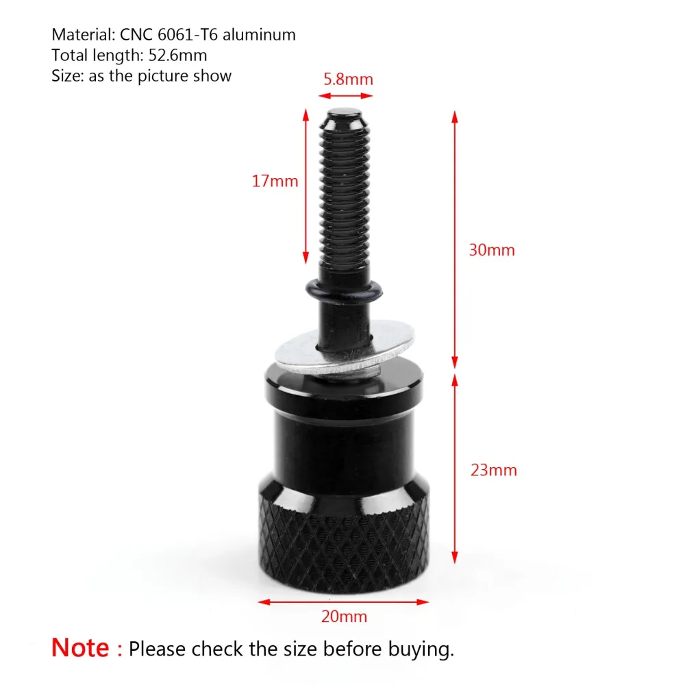 Tornillo de asiento moleteado de aluminio CNC, ajuste para BMW R nineT 2014-2020 Negro