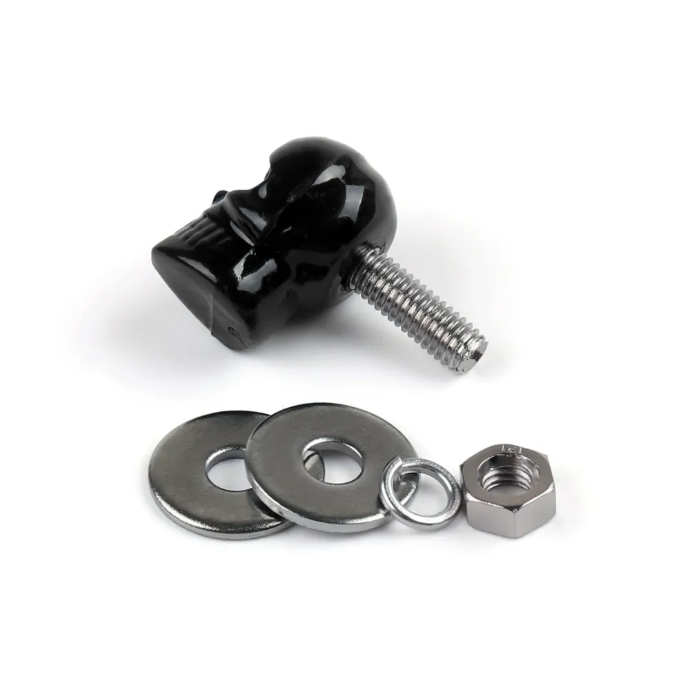 2 tornillos universales para marco de matrícula de motocicleta, color negro, con calavera, genéricos