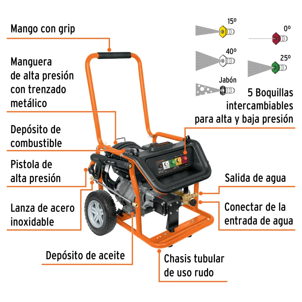 Hidrolavadora con motor gasolina, 4000 PSI, Truper