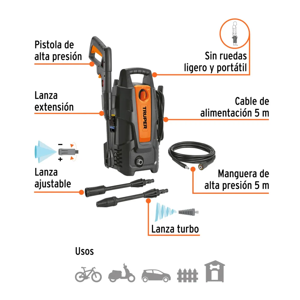 Hidrolavadora eléctrica 1500 PSI, Truper