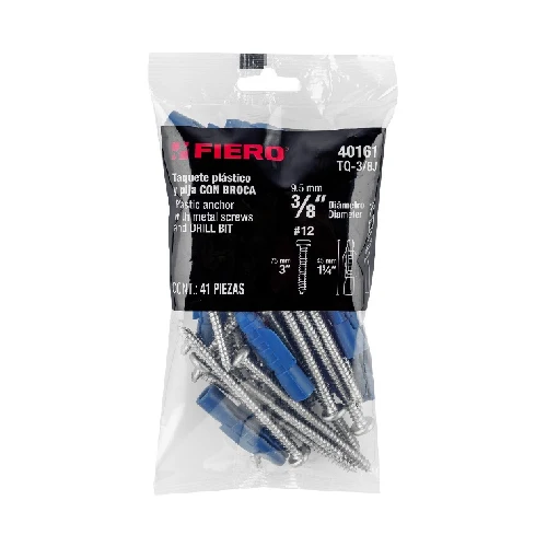 Kit De 20 Tarugos 3/8 C/Tornillos #12 Y 1 Broca 3/8 (40161) Fiero TRUPER