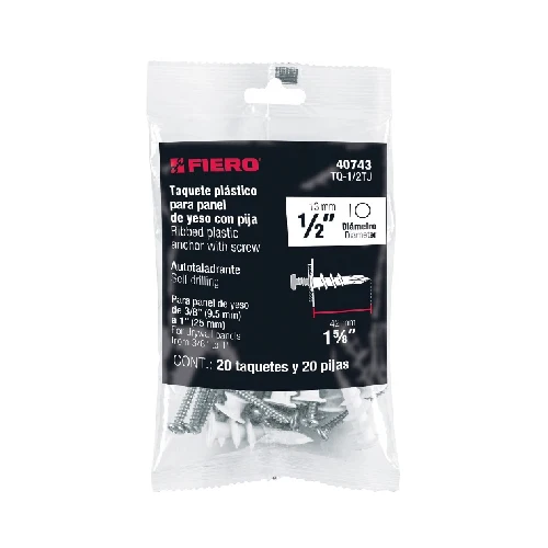 Kit De 20 Tarugos P/Tableyeso C/Tornillos (40743) Fiero TRUPER