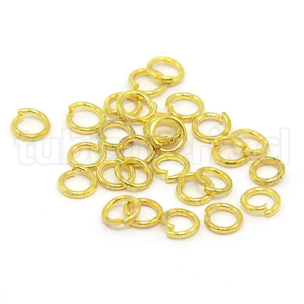 Argollas de unión o enlace, 4×0.7mm, hierro, sin soldar, color oro. TuBisuteria®