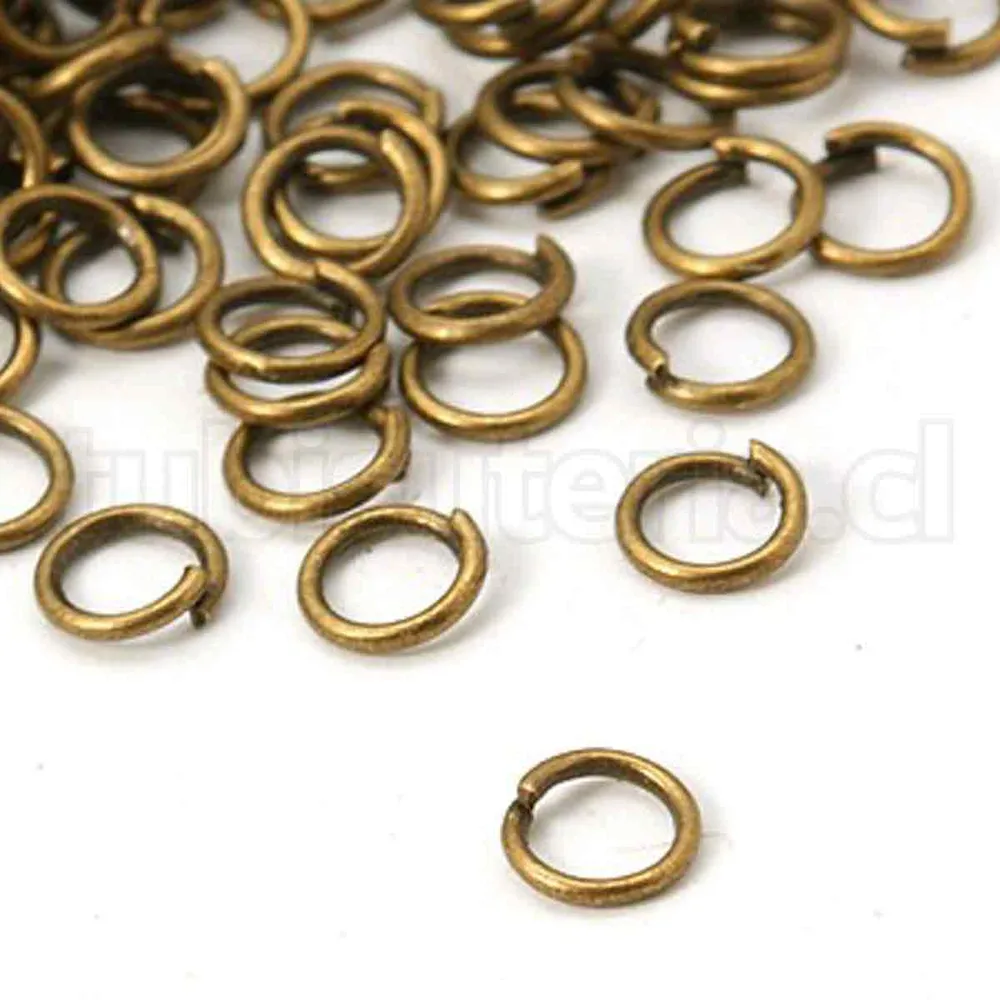 Argollas de unión o enlace, 5×0.7mm, hierro, sin soldar, color bronce envejecida. TuBisuteria®