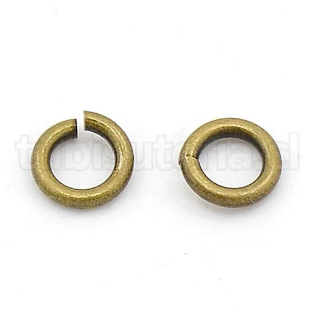 Argollas de unión o enlace, 5×1mm, Latón, sin soldar, color bronce envejecida. TuBisuteria®