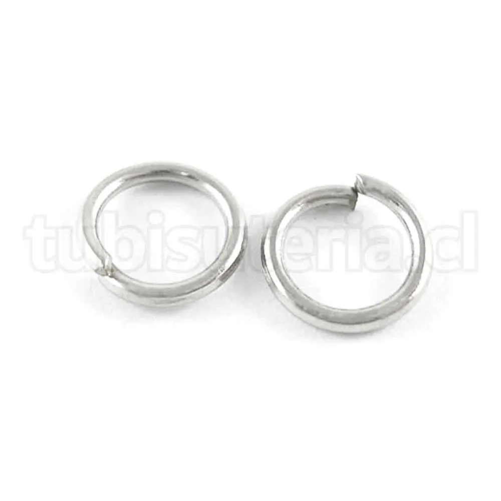 Argollas de unión o enlace, 6×0.7 mm, hierro, sin soldar, platino. TuBisuteria®