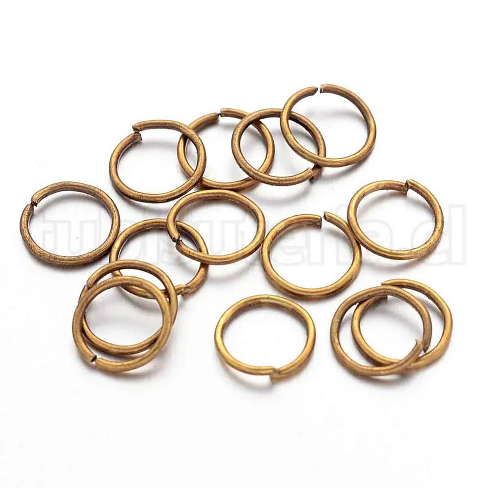 Argollas de unión o enlace, 7×0.7mm, hierro, sin soldar, color bronce envejecida. TuBisuteria®