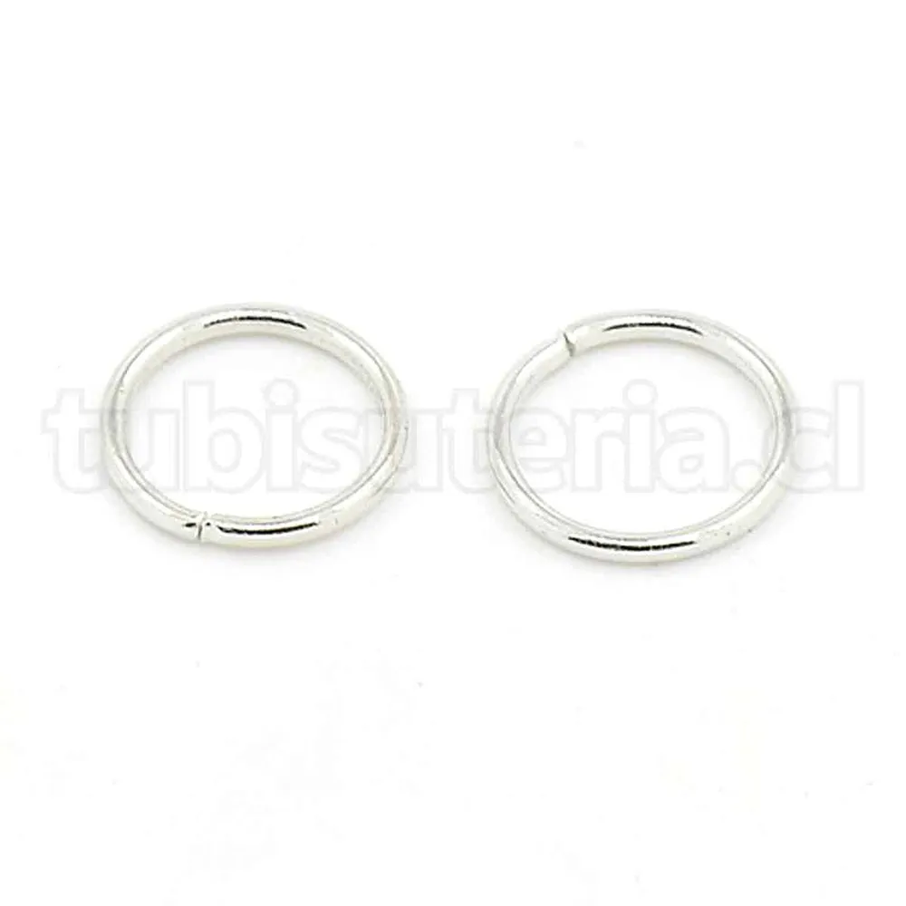 Argollas de unión o enlace, 8×0.7 mm, hierro, sin soldar, platino. TuBisuteria®