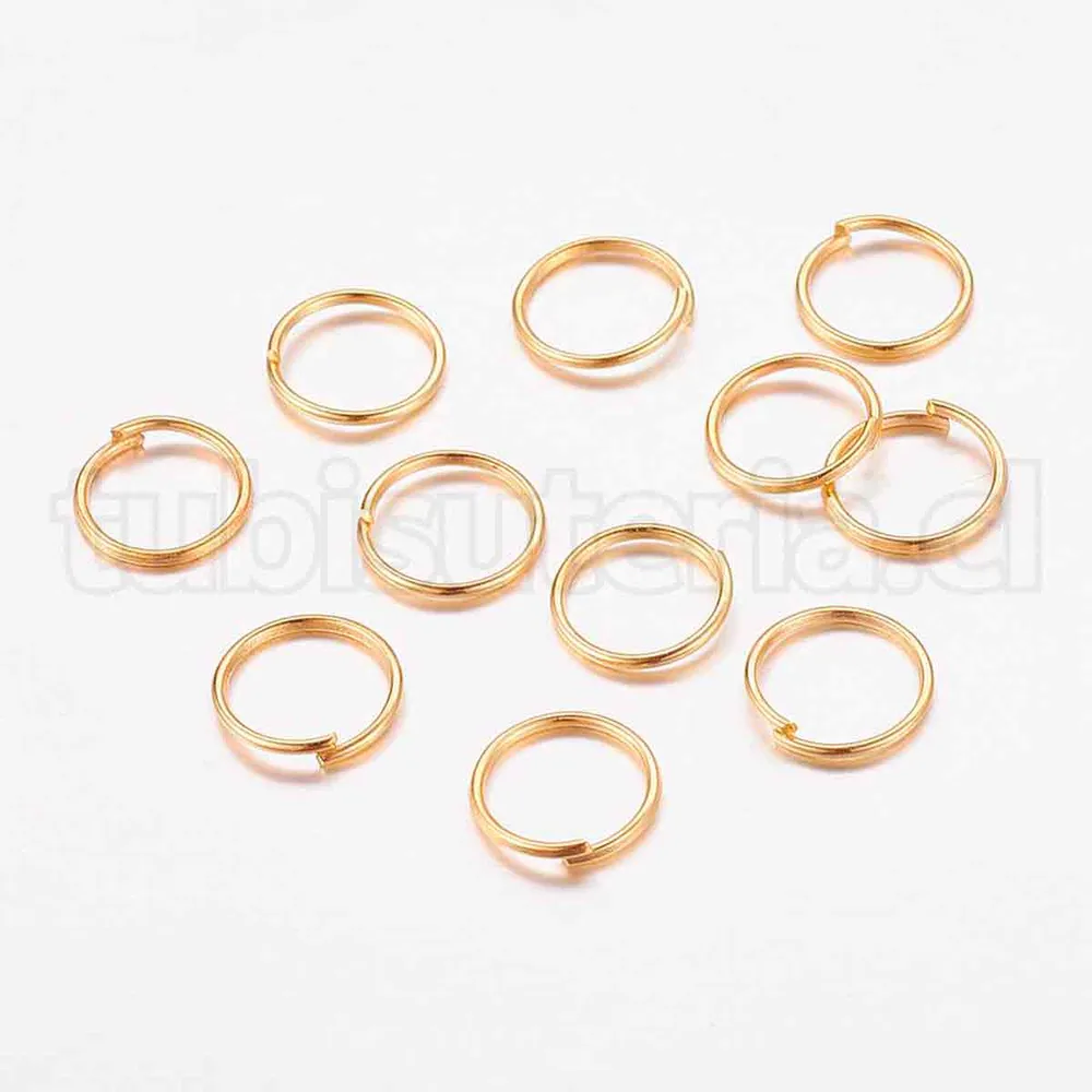 Argollas de unión o enlace, 8×0.7mm, hierro, sin soldar, color oro. TuBisuteria®