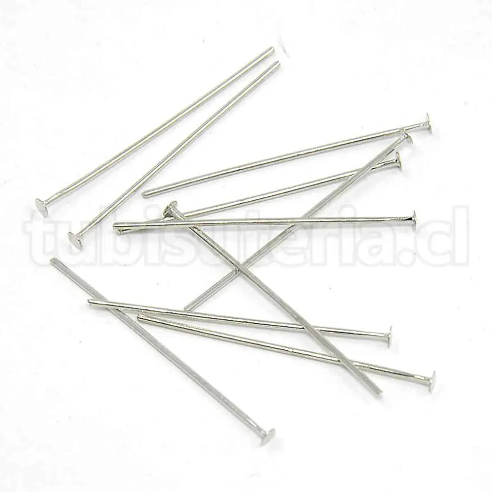 Vástagos de tope, 30×0.7 mm, hierro, color platino. TuBisuteria®