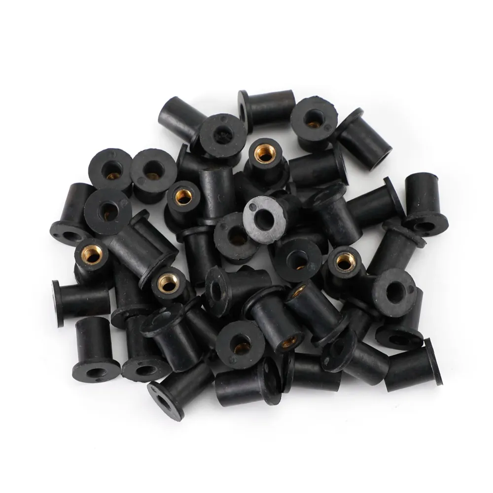 Tuercas de goma M4 para pozos Tuercas para pozos para carenado & Paquete de 50 fijaciones de pantalla (orificio de 8 mm)