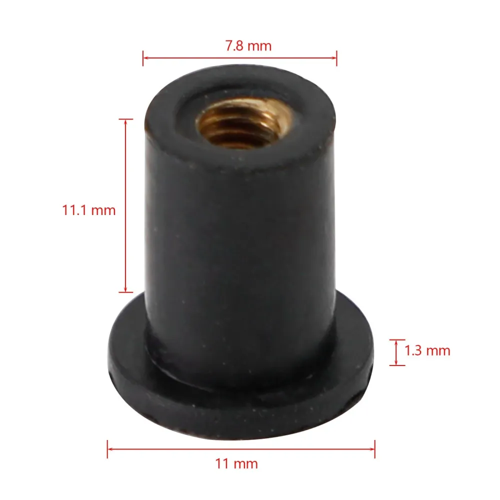 Tuercas de goma M4 para pozos Tuercas para pozos para carenado & Paquete de fijación de pantalla de 20 - Orificio de 8 mm