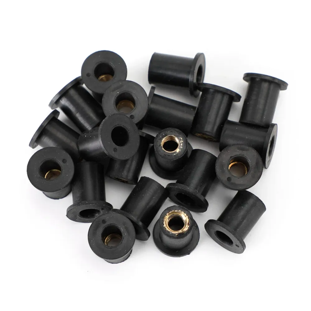Tuercas de goma M5 para pozos Tuercas para pozos para carenado & Paquete de fijación de pantalla de 20 - Orificio de 10 mm