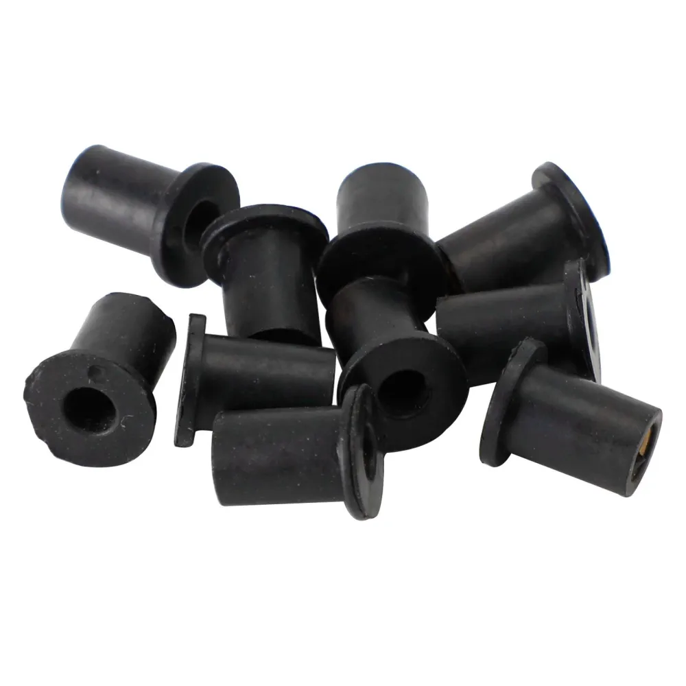 Tuercas de goma M4 para pozos Tuercas para pozos para carenado & Paquete de 10 fijaciones de pantalla (orificio de 8 mm)