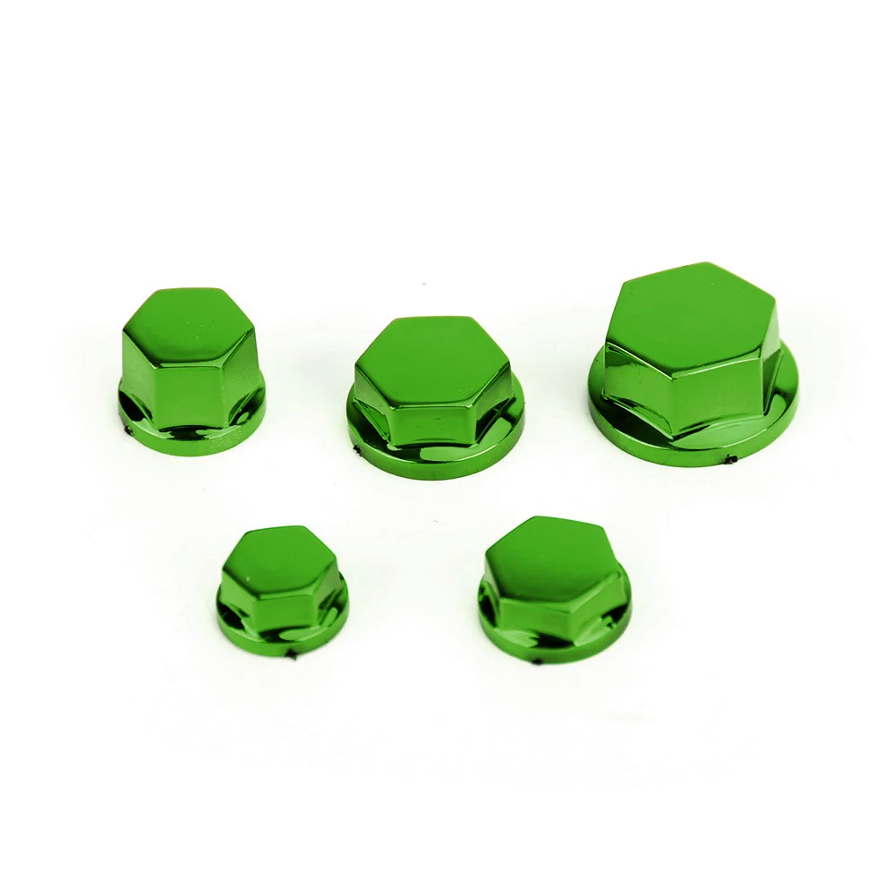 30 Uds., 5 tamaños, cubiertas de tornillo hexagonales de plástico verde para motocicleta, tapa de tuerca de perno, cubiert...