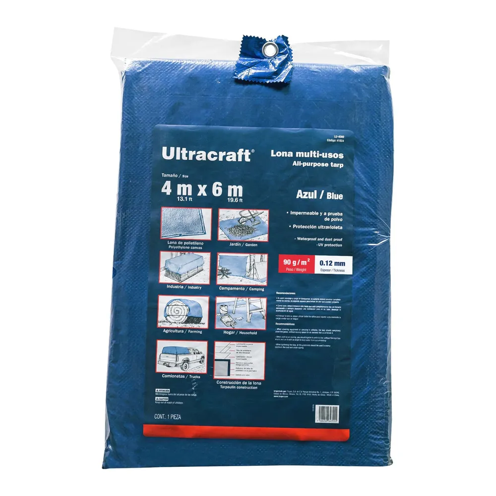 Lona de polietileno 4 x 6 m, azul, 90 g/m2, ULTRA Ultracraft