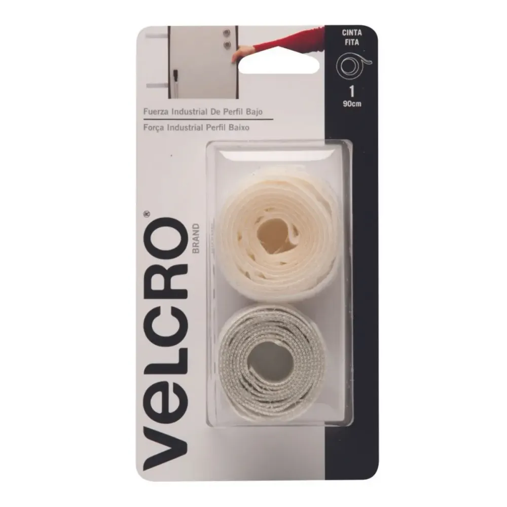Cinta Adherible VELCRO® Fuerza Industrial – Blanca 90 cm x 2.5 cm