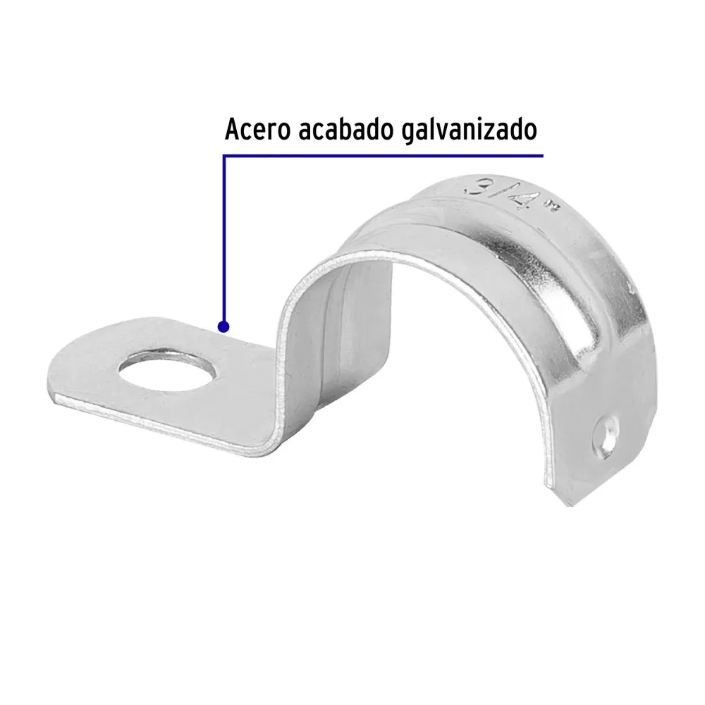 Bolsa c/10 abrazaderas tipo uñ 3/4" p/tubo pared delgada VOLTECK AU-3/4