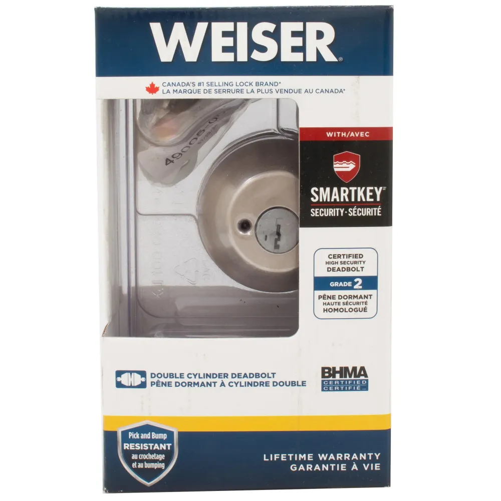 GD9371 X15 SMT MS 6LS2R2 Cerrojo de 2 cilindros - Níquel satinado Weiser Lock