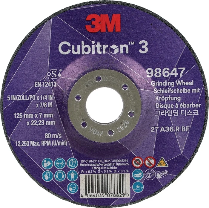 Disco abrasivo 3M Cubitron™ 3 D125xS7mm grano 36+ (4000844235)