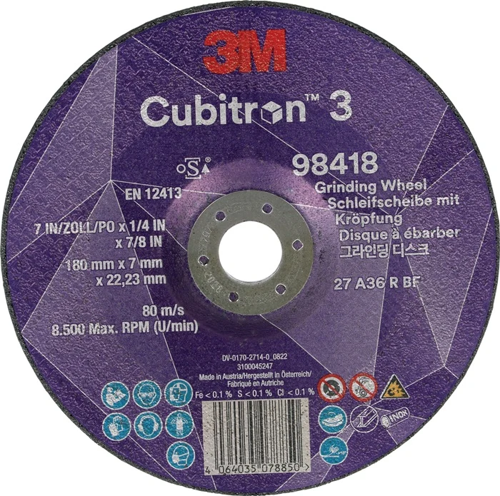 Disco abrasivo 3M Cubitron™ 3 D180xS7mm grano 36+ (4000844236)