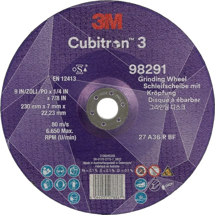 Disco abrasivo 3M Cubitron™ 3 D230xS7mm grano 36+ (4000844237)