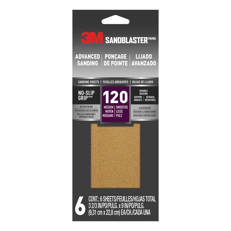 Sandpr 3-2/3" de ancho, 120 g, paquete de 6 3M