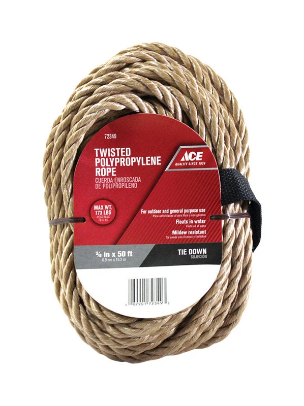 Cuerda de polipropileno trenzado Lehigh Group Pt850w-P de 3/8" x 50' Ace