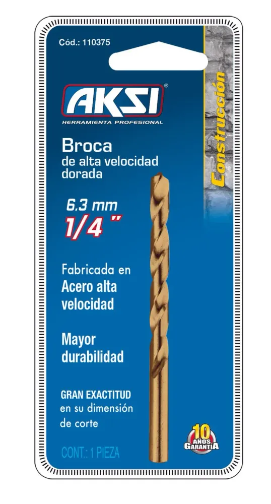Broca de alta velocidad dorada, en blister Aksi