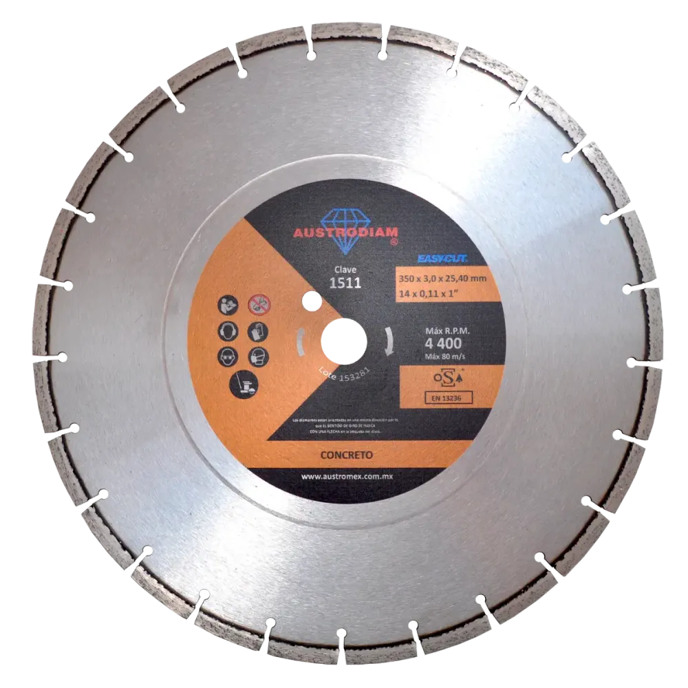 Disco Diamante Austrodiam 14 PLG Corte Concreto Curado Austromex