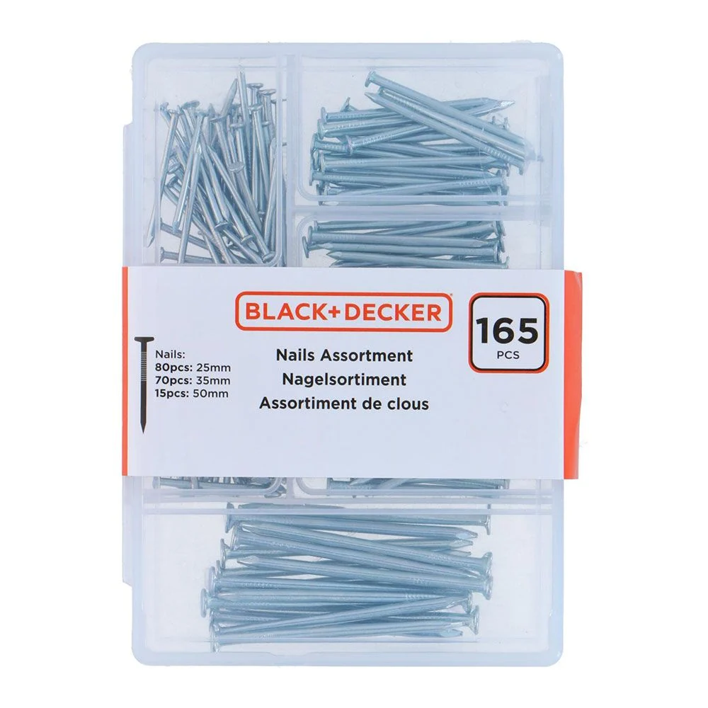 SURTIDO DE CLAVOS 165 PIEZAS BLACK+DECKER