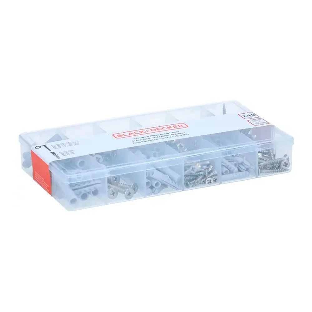 SURTIDO DE TORNILLOS Y TACOS 249 PIEZAS BLACK+DECKER