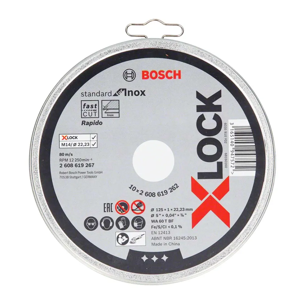 Disco de acero inoxidable de 125 mm Bosch Bloqueo X 10 piezas