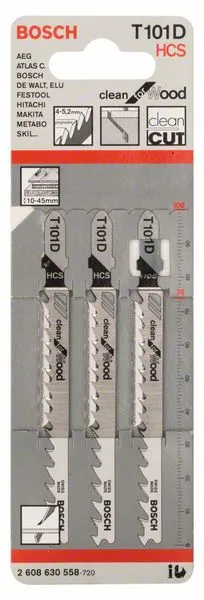 Hoja de sierra de calar BOSCH T 101 D Clean Wood L.100mm paso entre dientes 4-5,2mm (8000346002)