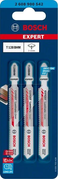 Hoja de sierra de calar BOSCH Laminate Clean T 128 BHM Longitud total 92 mm ( 4000837454 )