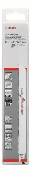 Hoja de sierra de sable BOSCH S 1122 VF Longitud 225 mm Anchura 19 mm ( 8000343738 )