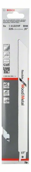 Hoja de sierra de sable BOSCH S 1122 VF Longitud 225 mm Anchura 19 mm ( 4000837547 )