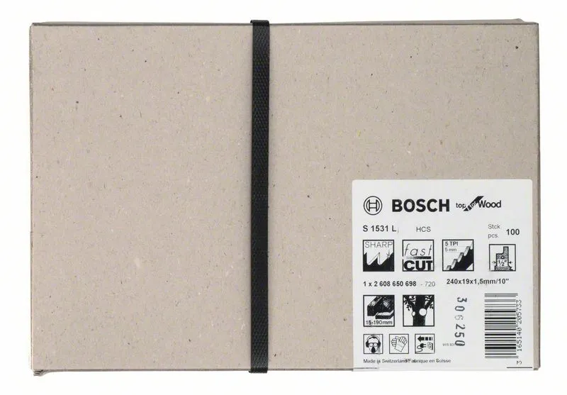 Hoja de sierra de sable BOSCH S 1531 L Longitud 240 mm Anchura 19 mm ( 8000343730 )