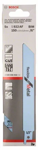 Hoja de sierra de sable BOSCH S 922 AF Longitud 150 mm Anchura 19 mm ( 4000837556 )