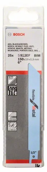 Hoja de sierra de sable BOSCH S 922 EF Longitud 150 mm Anchura 19 mm ( 8000343781 )