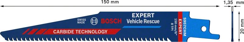 Hoja de sierra de sable BOSCH Expert Automotive Acero Longitud 150 mm Anchura 20 mm ( 4000837435 )