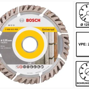 Bosch Estándar para Disco de corte diamantado universal 125 x 22,23 mm 20 pzs. ( 20x 2608615060 ) para hormigón, acero-hor...
