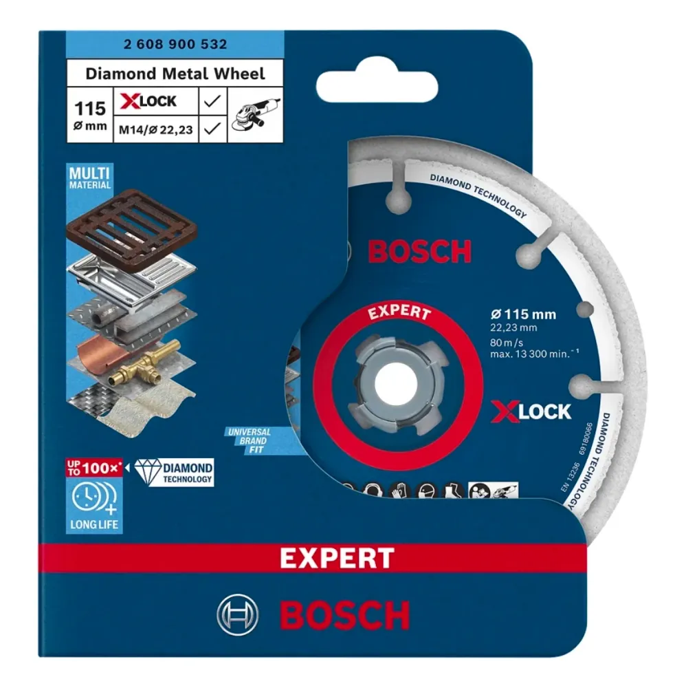 Bosch EXPERT Disco de corte de diamante X-LOCK Disco de corte 115 x 22,23mm 1 pza ( 2608900532 ) Tecnologí de diamante Bos...