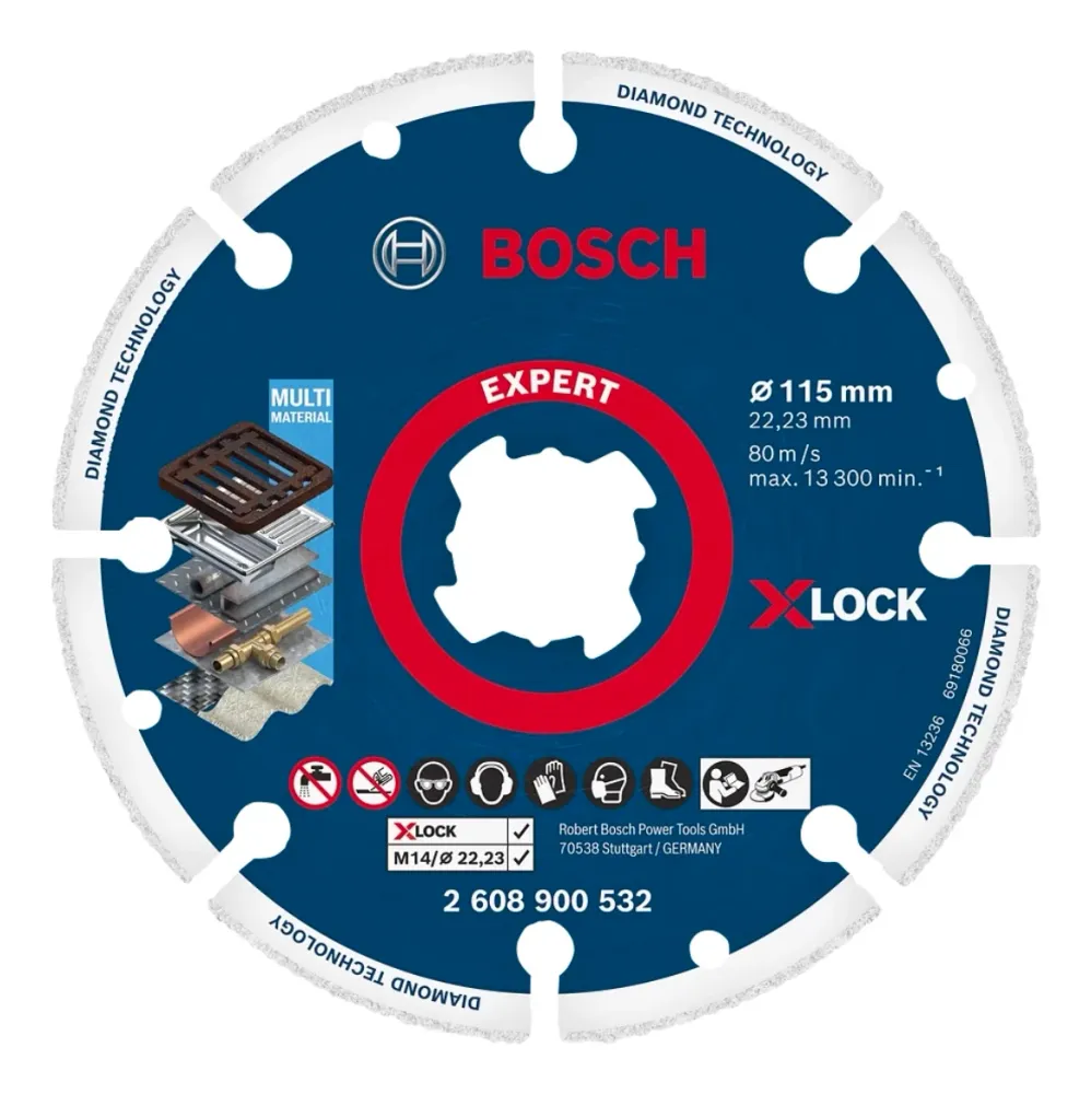 Bosch EXPERT Disco de corte de diamante X-LOCK Disco de corte 115 x 22,23mm 1 pza ( 2608900532 ) Tecnologí de diamante Bos...