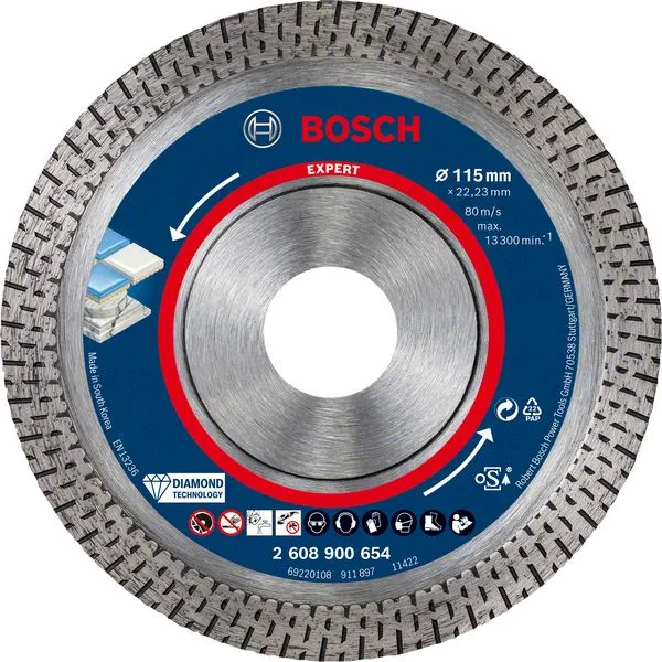 Bosch EXPERT HardCeramic disco de corte de diamante 115 x 22,23 mm 1 pieza (2608900654) Diamond Technology Bosch Professional