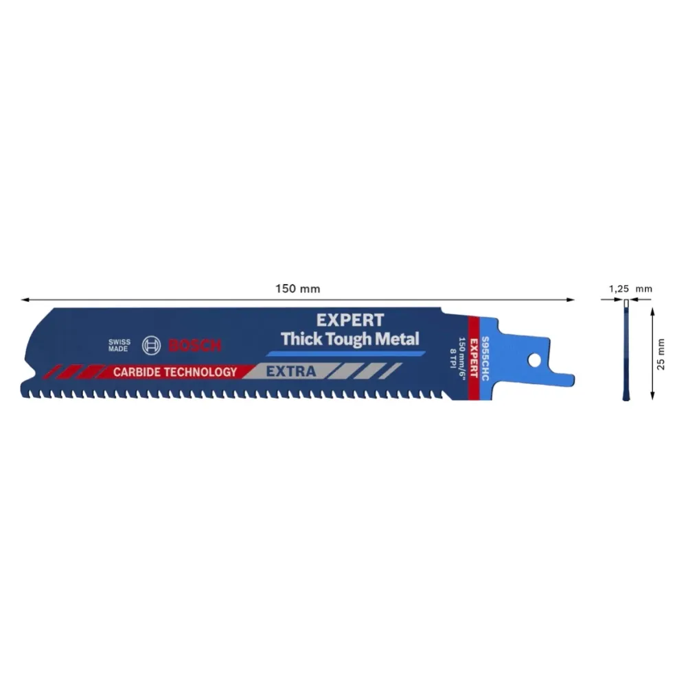 Bosch EXPERT Thick Tough Metal S 955 CHC hoja de sierra de sable 150 mm 10 piezas (2608900367) Tecnologí de carburo Bosch...