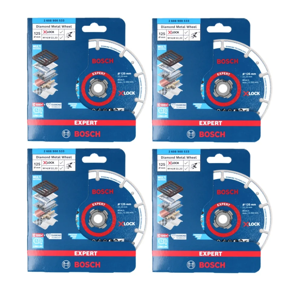 Bosch Expert X-LOCK Disco de corte diamantado para metal, 125 x 22,23 mm para amoladora angular X-LOCK, 4 uds. (4x 2608900...